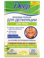 Deep Depil Восковые полоски для депиляции лица с Алоэ вера 20шт