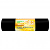 Мешки для мусора Deluxe 180л*10шт черные с завязками